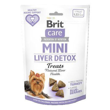 Ласощі Brit Care Mini Treats Liver Detox д/собак малих порід детокс печінки індичка смак чорниця 50 г 1111210202 фото