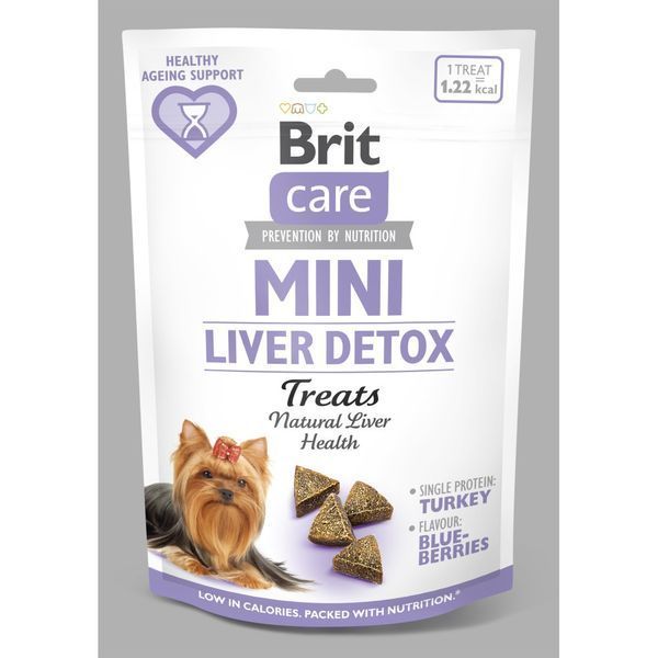 Ласощі Brit Care Mini Treats Liver Detox д/собак малих порід детокс печінки індичка смак чорниця 50 г 1111210202 фото
