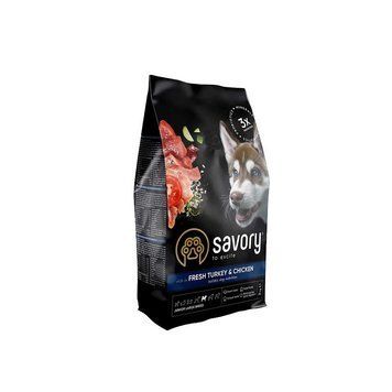 Корм сухий Savory Junior Large rich in Fresh Turkey and Chicken для молодих собак великих порід від 25 кг зі свіжою індичкою 1111162973 фото