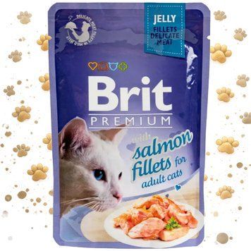 Корм вологий Brit Premium Cat Salmon Fillets Jelly pouch для котів філе лосося в желе 85 г 1111146984 фото