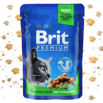 Корм вологий Brit Premium Cat Sterilised Chicken Slices pouch для стерилізованих котів з куркою 100 г 1111142143 фото