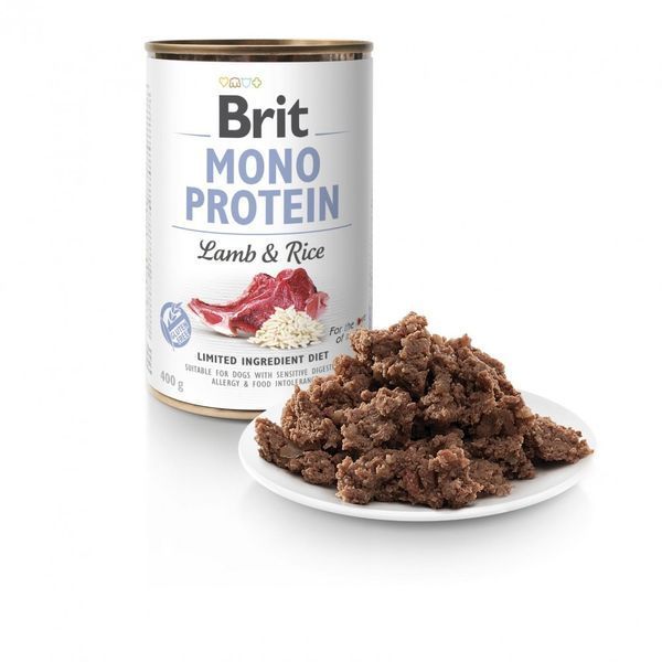 Корм вологий Brit Mono Protein Lamb and Rice для собак з ягнятиною та рисом 400 г 1111151064 фото