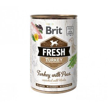 Корм вологий Brit Fresh Turkey/Peas для дорослих собак з індичкою та горохом 400 г 1111153751 фото