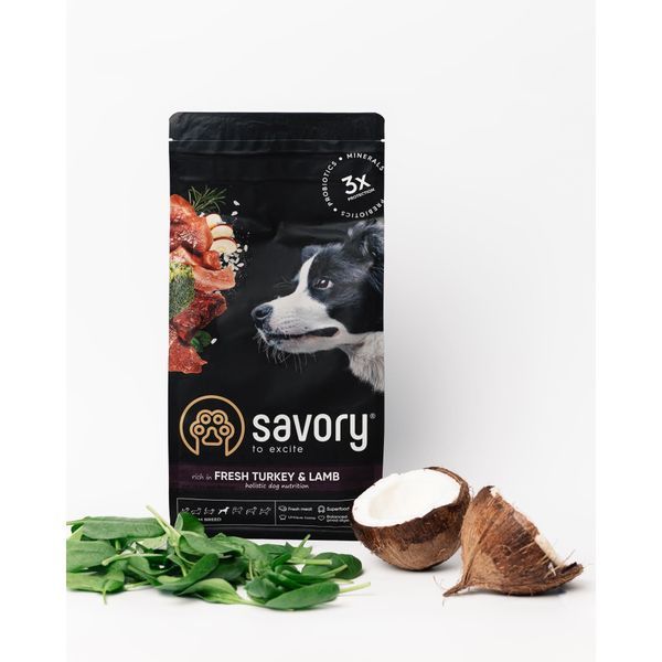 Корм сухий Savory Medium Breed rich in Fresh Turkey and Lamb для дорослих собак середніх порід від 10 до 25 кг зі свіжим ягн 1111162980 фото