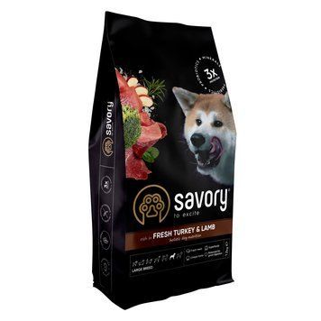 Корм сухий Savory Large Breeds rich in Fresh Turkey and Lamb для дорослих собак великих порід від 25 кг зі свіжим ягням та і 1111162982 фото