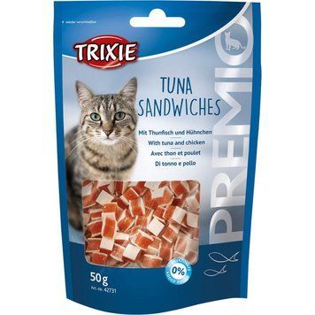 Ласощі Trixie Premio Tuna Sandwiches для котів кубики з тунцем і куркою 50 г 1111139044 фото