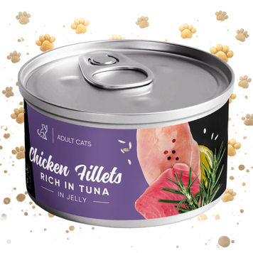 Корм вологий Savory Chicken Fillets rich in Tuna in Jelly for Adult Cats філе курки з тунцем в желе для дорослих котів, 70 г 1111195604 фото