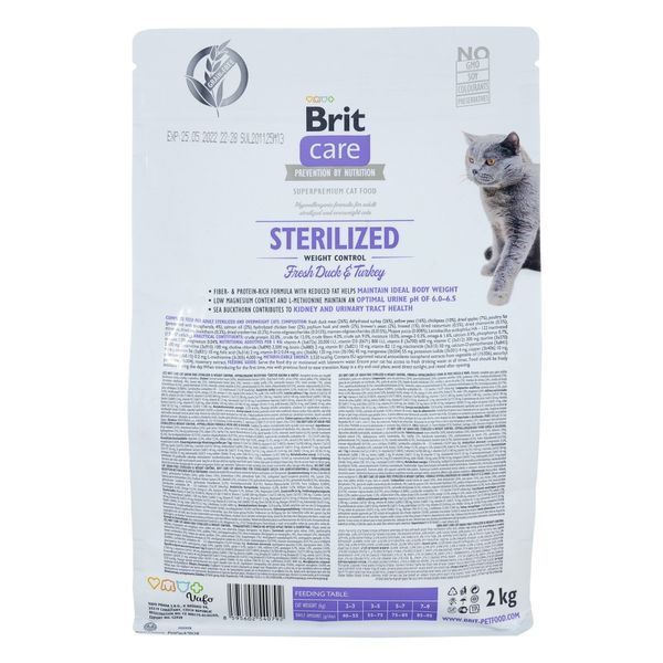 Корм сухий Brit Care Cat Grain Free Sterilized Weight Control для стерилізованих котів з надмірною вагою качка та індичка 2 1111162361 фото