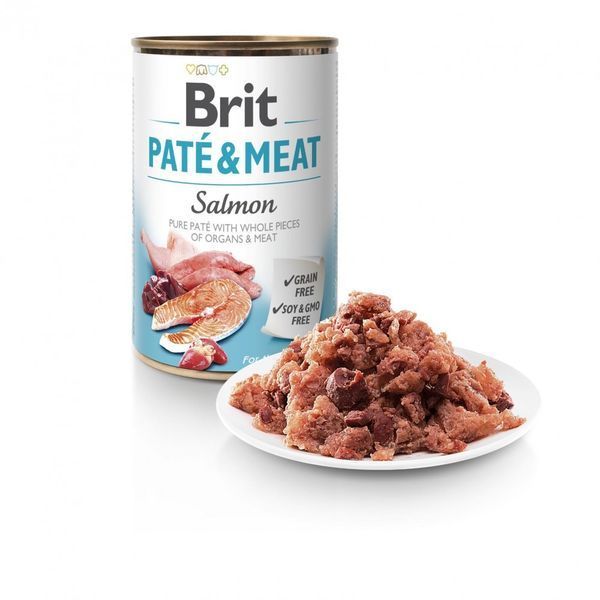 Корм вологий Brit Care Pate and Meat для дорослих собак з лососем 400 г 1111151334 фото