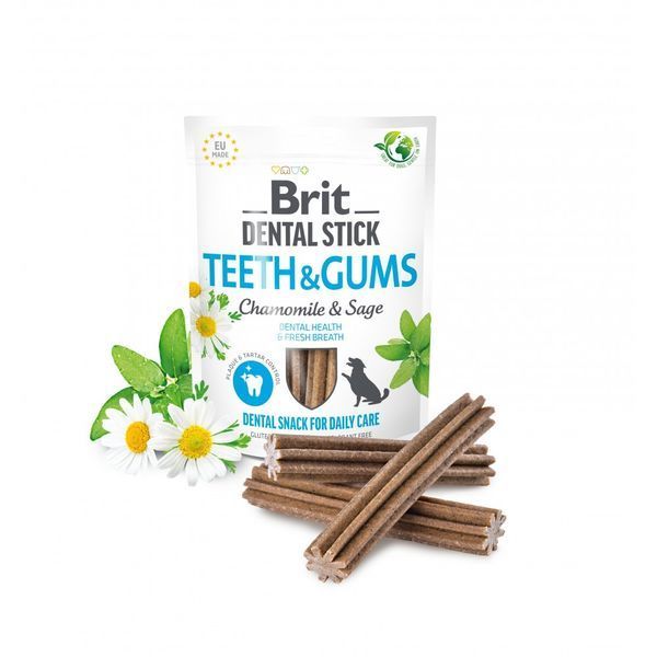 Ласощі Brit Dental Stick Teeth and Gums для дорослих собак з ромашкою та шавлією для здоров я ясен і зубів 7 шт 251 г 1111174803 фото