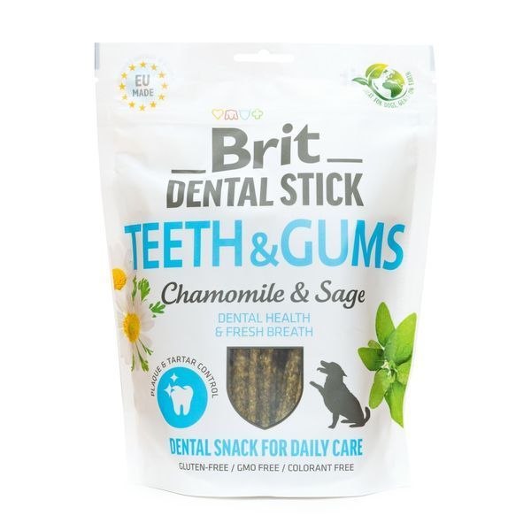 Ласощі Brit Dental Stick Teeth and Gums для дорослих собак з ромашкою та шавлією для здоров я ясен і зубів 7 шт 251 г 1111174803 фото