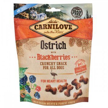 Ласощі Carnilove Dog Crunchy Snack Ostrich with Blackberries для собак для здоров я серця зі страусом та ожиною 200 г 1111153870 фото