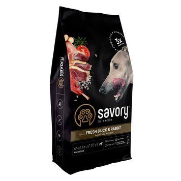 Корм сухий Savory Adult All Breeds rich in Fresh Duck and Rabbit для собак усіх порід зі свіжою качкою та кроликом 12 кг 1111162988 фото