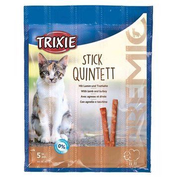 Ласощі Trixie Premio Stick Quintett для котів палички з ягням та індичкою 5 г 5 шт 1111135171 фото