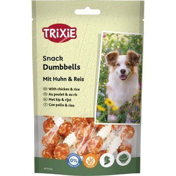 Ласощі Trixie Denta Fun Chewing Dumbbells для собак Гантель жувальна з куркою та рисом 100 г 6 шт 1111143414 фото