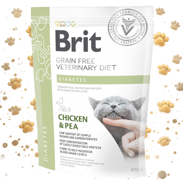 Корм сухий Brit Grain Free VetDiet Cat Diabetes для котів з цукровим діабетом беззерновий з куркою та горохом 400 г 1111152756 фото