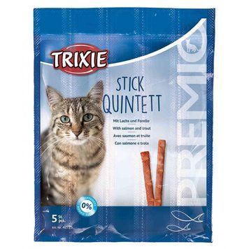 Ласощі Trixie Premio Stick Quintett для котів палички з лососем та фореллю 5 г 5 шт 1111135173 фото