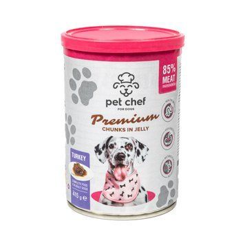 Вологий корм для собак Pet Chef шматочки в желе з індичкою 415 г 1111189103 фото
