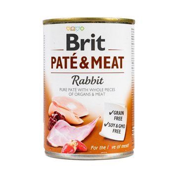 Корм вологий Brit Care Pate and Meat для дорослих собак з кроликом 400 г 1111151339 фото