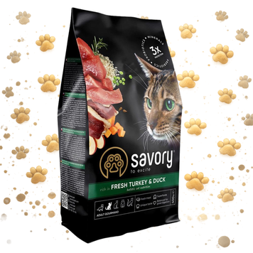 Корм сухий Savory Adult Cat Gourmand Fresh Turkey and Duck для дорослих котів зі свіжою індичкою і качкою 400 г 1111162997 фото