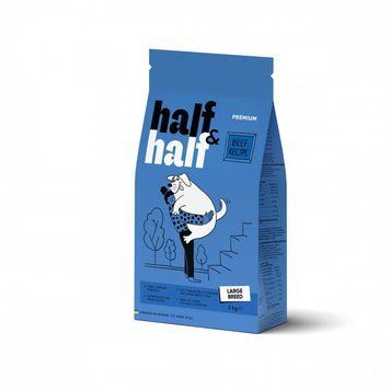 Корм сухий HalfHalf для дорослих собак великих порід із яловичиною 2 кг 1111175740 фото