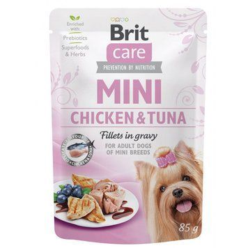 Корм вологий Brit Care Mini для дорослих собак мініатюрних порід філе з куркою та тунцем в соусі 85 г 1111162667 фото