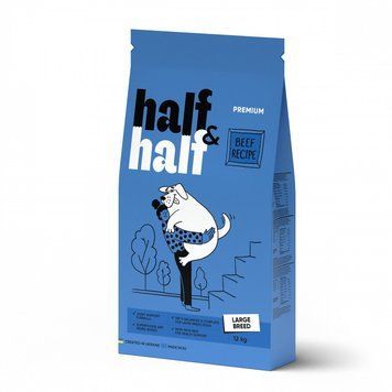 Корм сухий HalfHalf для дорослих собак великих порід із яловичиною 12 кг 1111175741 фото