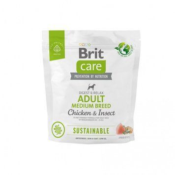 Корм сухий Brit Care Dog Sustainable Adult Medium Breed для дорослих собак середніх порід з куркою та комахами 1 кг 1111171950 фото