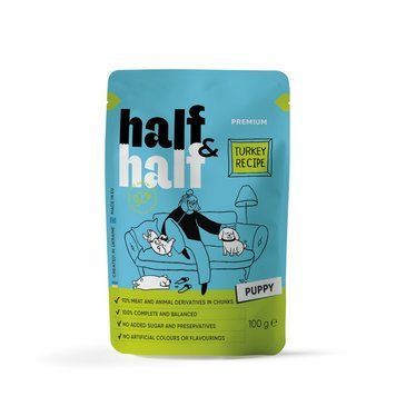 Корм вологий Half and Half, Turkey in Gravy for Puppy, шматочки індички в соусі для цуценят, 100 г 1111195156 фото