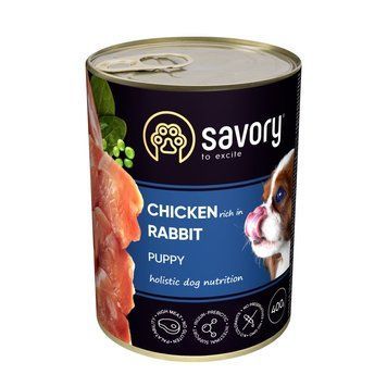 Корм вологий Savory Dog All breeds Puppy Chicken rich in Rabbit паштет для цуценят усіх порід з кроликом 400 г 1111165035 фото