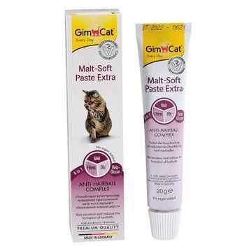 Паста GimCat Every Day Malt-Soft Paste Extra для котів для виведення шерсті зі шлунку 20 г 2831 фото
