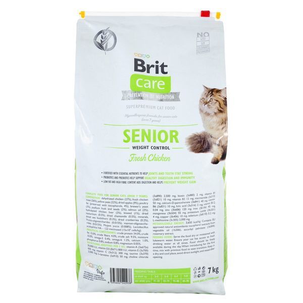 Корм сухий Brit Care Cat Grain Free Senior Weight Control для котів похилого віку з надмірною вагою з куркою 7 кг 1111162375 фото