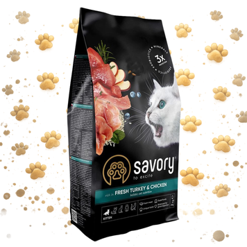 Корм сухий Savory Kitten rich in Fresh Turkey and Chicken для кошенят всіх порід зі свіжою індичкою та куркою 2 кг 1111163007 фото