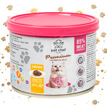 Вологий корм для котів Pet Chef шматочки в желе з куркою 200г 1111189111 фото