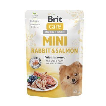 Корм вологий Brit Care Mini для дорослих собак мініатюрних порід філе з кроликом та лососем в соусі 85 г 1111162668 фото