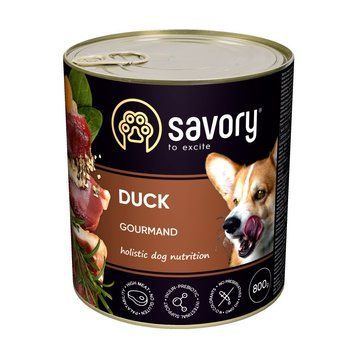 Корм вологий Savory Dog Gourmand Duck паштет для дорослих собак усіх порід з качкою 800 г 1111165042 фото