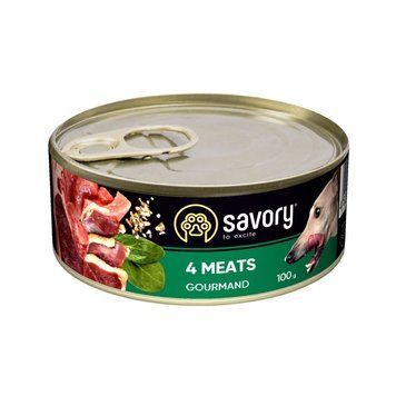 Корм вологий Savory Dog Gourmand 4 meats паштет для дорослих собак усіх порід з чотирма видами м&rsquo;яса 100 г 1111165043 фото
