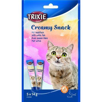 Ласощі Trixie Creamy Snacks для котів з білою риби 5 шт х 14 г 1111176339 фото