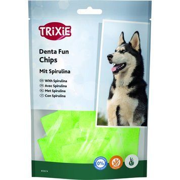 Ласощі Trixie Denta Fun Chewing Chips для собак пластинки для чищення зубів зі спіруліною 50 г 1111116717 фото