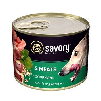 Корм вологий Savory Dog Gourmand 4 meats паштет для дорослих собак усіх порід з чотирма видами м&rsquo;яса 200 г 1111165044 фото