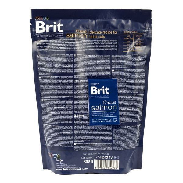 Корм сухий Brit Premium Cat by Nature Adult Salmon для дорослих котів з лососем 300 г 1111167460 фото