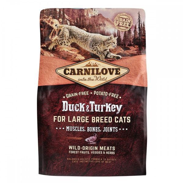 Корм сухий Carnilove Cat Large Breed для дорослих котів великих порід з качкою та індичкою 2 кг 1111145060 фото