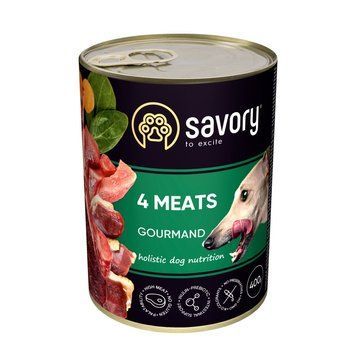 Корм вологий Savory Dog Gourmand 4 meats паштет для дорослих собак усіх порід з чотирма видами м&rsquo;яса 400 г 1111165045 фото