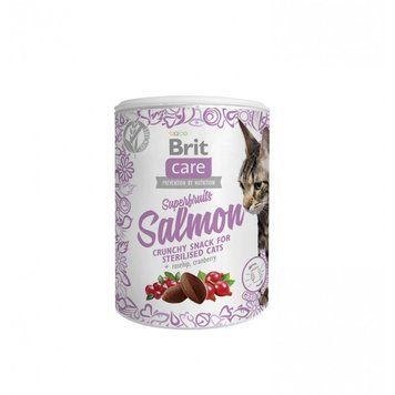 Ласощі Brit Care Superfruits Salmon д/стерилізованих котів з лососем шипшиною та журавлиною 100 г 1111176210 фото