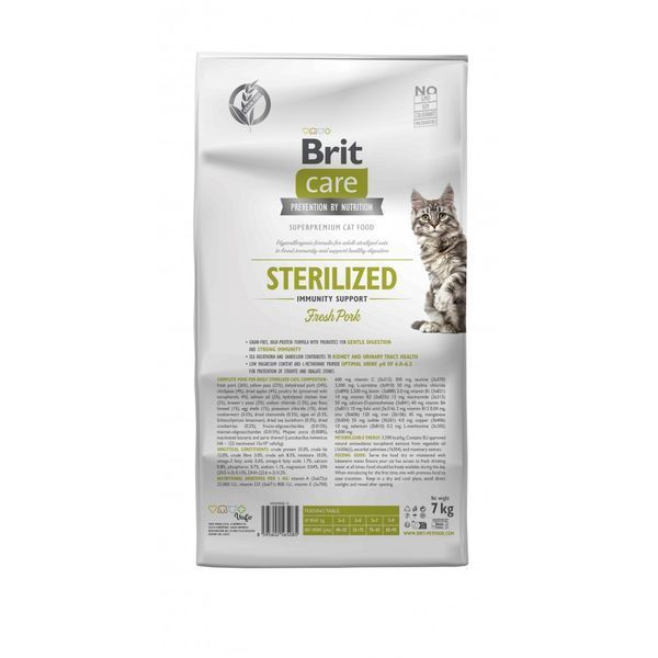Корм сухий Brit Care Cat Grain Free Sterilized Immunity Support для стерилізованих котів для підтримки імунітету зі свининою 1111175082 фото