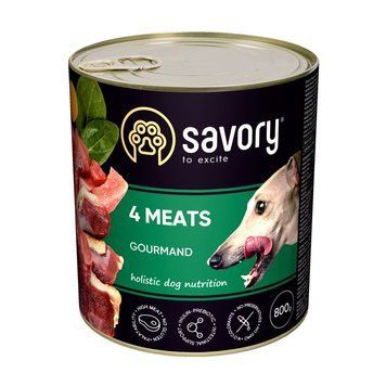 Корм вологий Savory Dog Gourmand 4 meats паштет для дорослих собак усіх порід з чотирма видами м&rsquo;яса 800 г 1111165046 фото