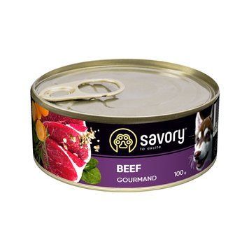Корм вологий Savory Dog Gourmand Beef паштет для дорослих собак усіх порід з яловичиною 100 г 1111165047 фото