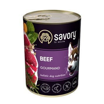Корм вологий Savory Dog Gourmand Beef паштет для дорослих собак усіх порід з яловичиною 400 г 1111165049 фото