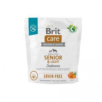 Корм сухий Brit Care Dog Grain-free Senior and Light для старіючих собак беззерновий з лососем 1 кг 1111173385 фото