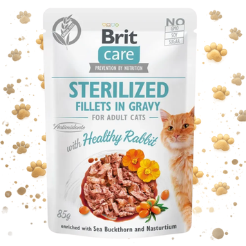 Корм вологий Brit Care Cat Pouch Sterilised для дорослих стерілізованих котів філе з кроликом в соусі 85 г 1111162660 фото